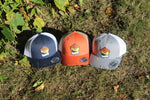 Vacationland Trucker Cap in Heather, Navy, and Orange